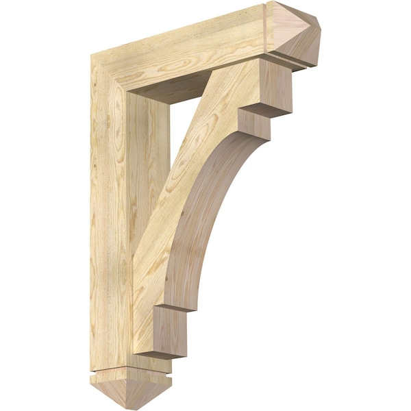 Ekena Millwork Merced Arts and Crafts Rough Sawn Bracket w/ Offset Brace, Douglas Fir, 8"W x 32"D x 44"H BKT0806X32X44MRC03RDF - main
